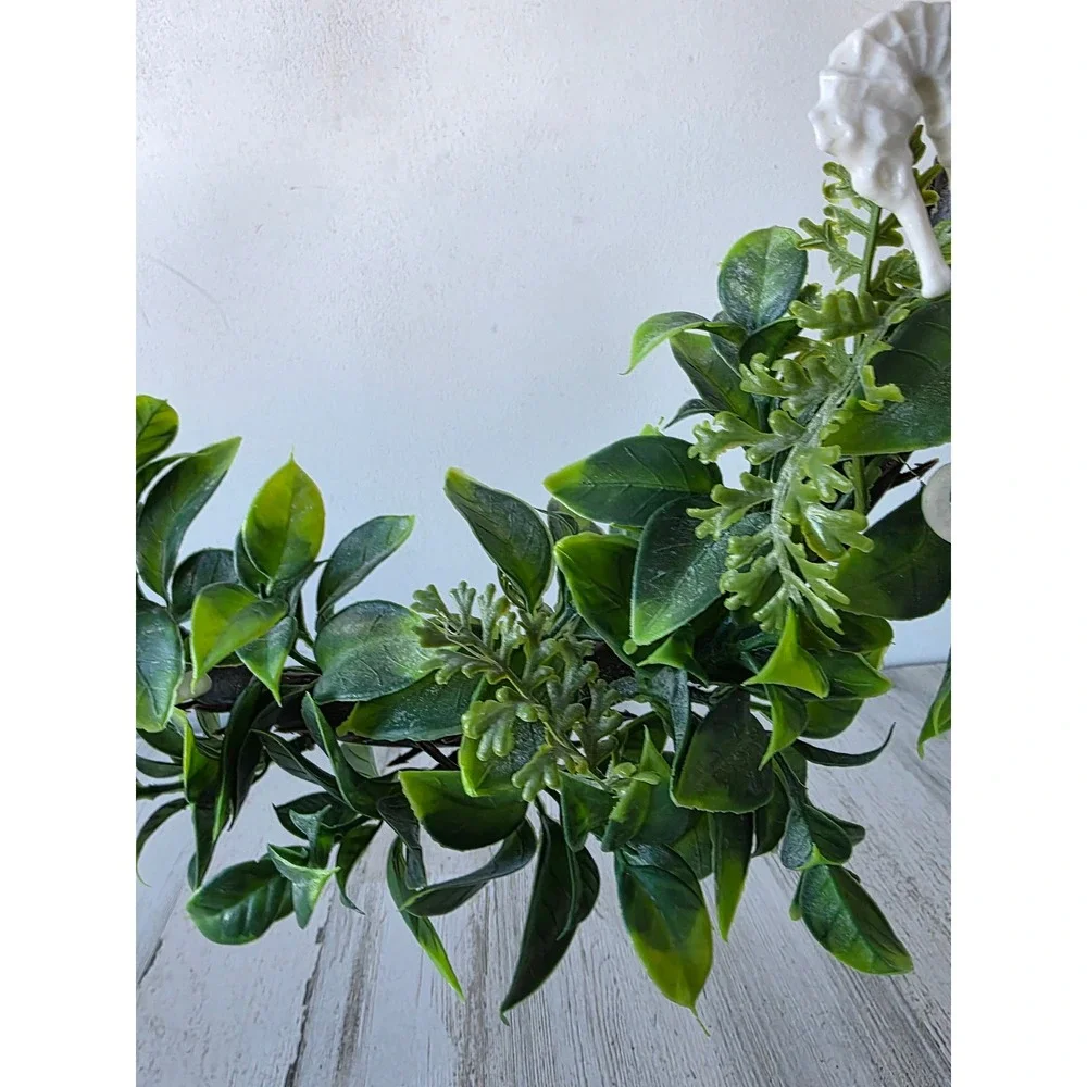 Seahorse plant hanging Beach bathroom decor white green shabby chic unique